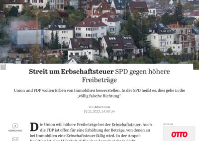 Streit um Erbschaftsteuer:SPD gegen höhere Freibeträge (Tagesspiegel)